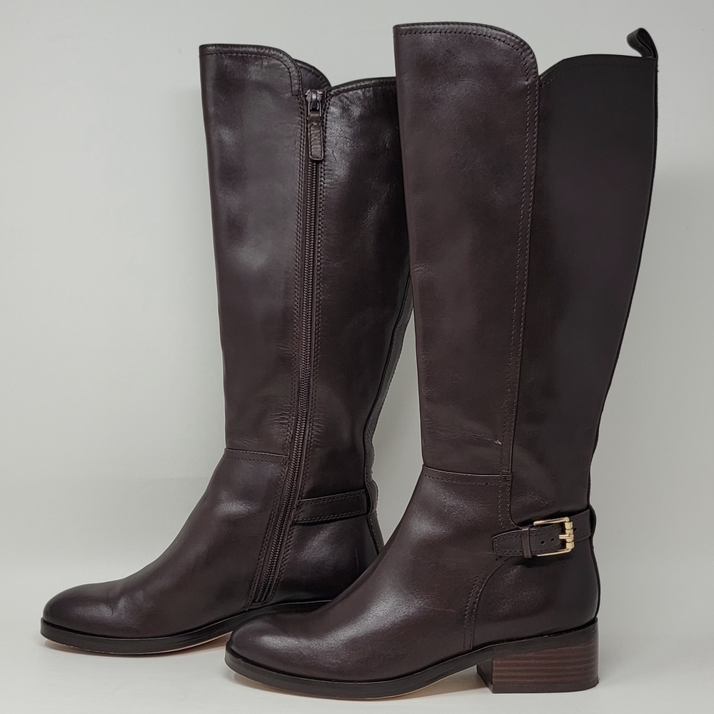 Cole Haan Women's Hayes Tall Riding Boot Size 5.5B Brown Leather Flat Equestrian - Picture 2 of 14